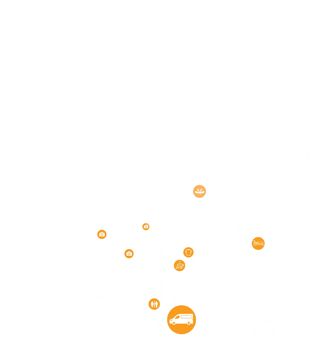 Moraine Lake map showing shuttle planning points and visitor facilities